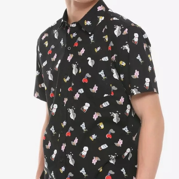 BT21 Icons Woven Button-Up Shirt Men’s Boys Unisex Collared Small Teens NWOT - Picture 2 of 11